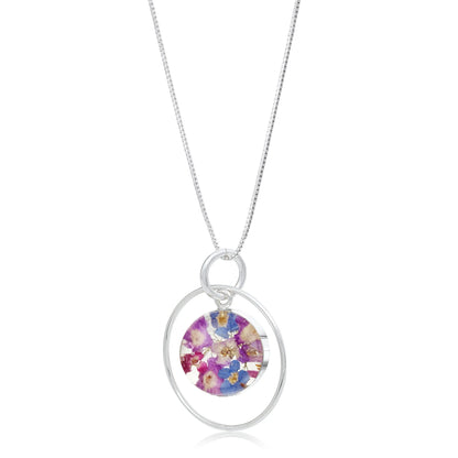 Sterling Silver Real Flower Pendant Necklace – Purple Haze Collection