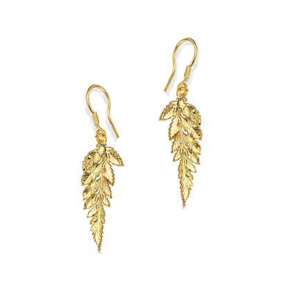 Pendientes de hojas de helecho auténticas bañadas en oro: joyas inspiradas en la naturaleza hechas a mano