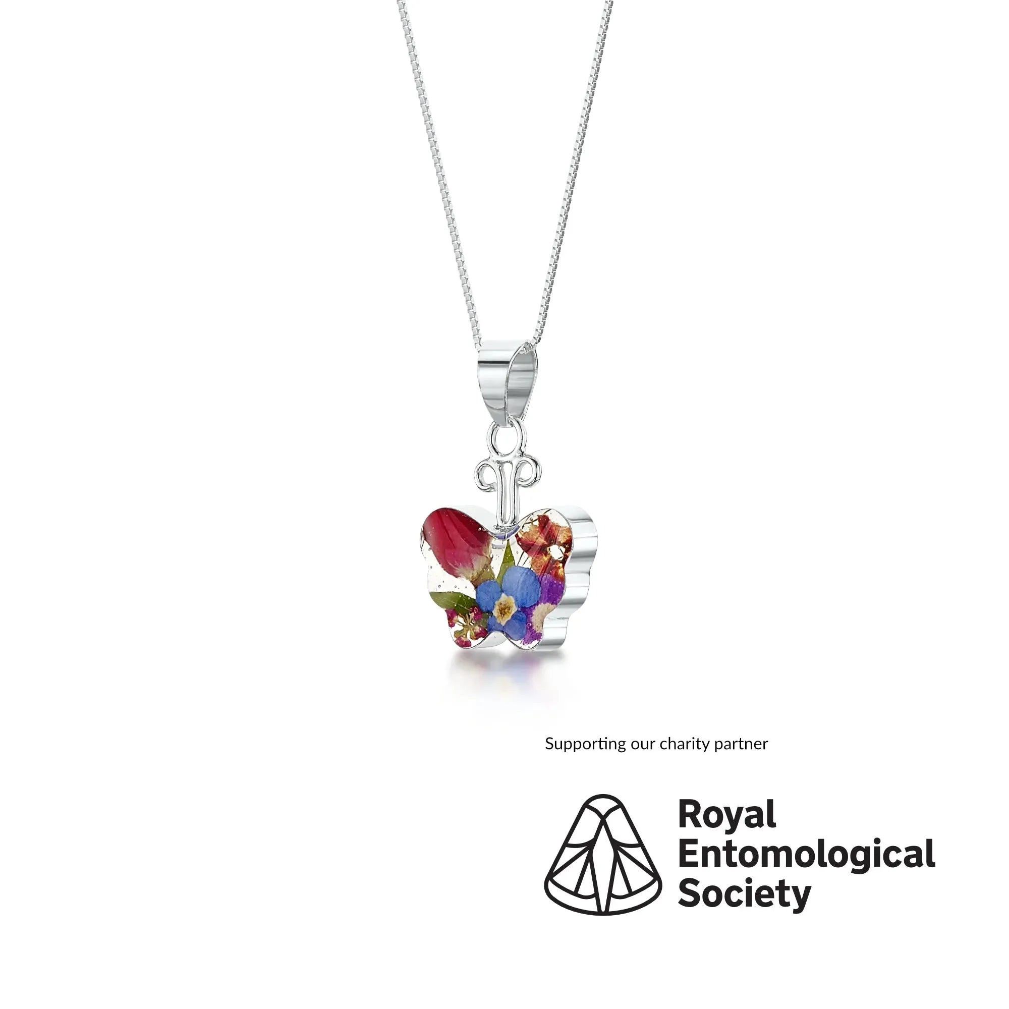 Collana a farfalla con fiori veri di Shrieking Violet®