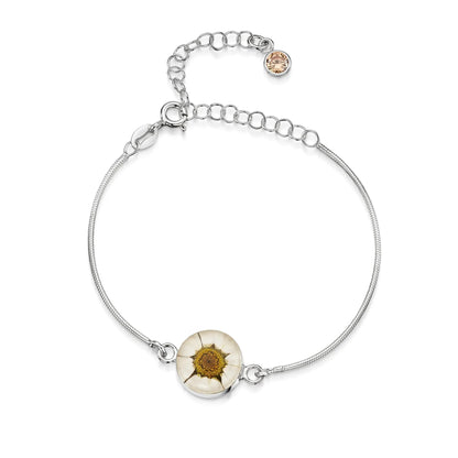 Braccialetti personalizzati in argento sterling con pietra di nascita a forma di fiore | Viola stridente®