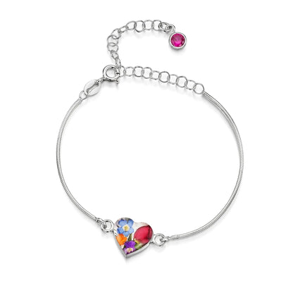 Braccialetti personalizzati in argento sterling con pietra di nascita a forma di fiore | Viola stridente®