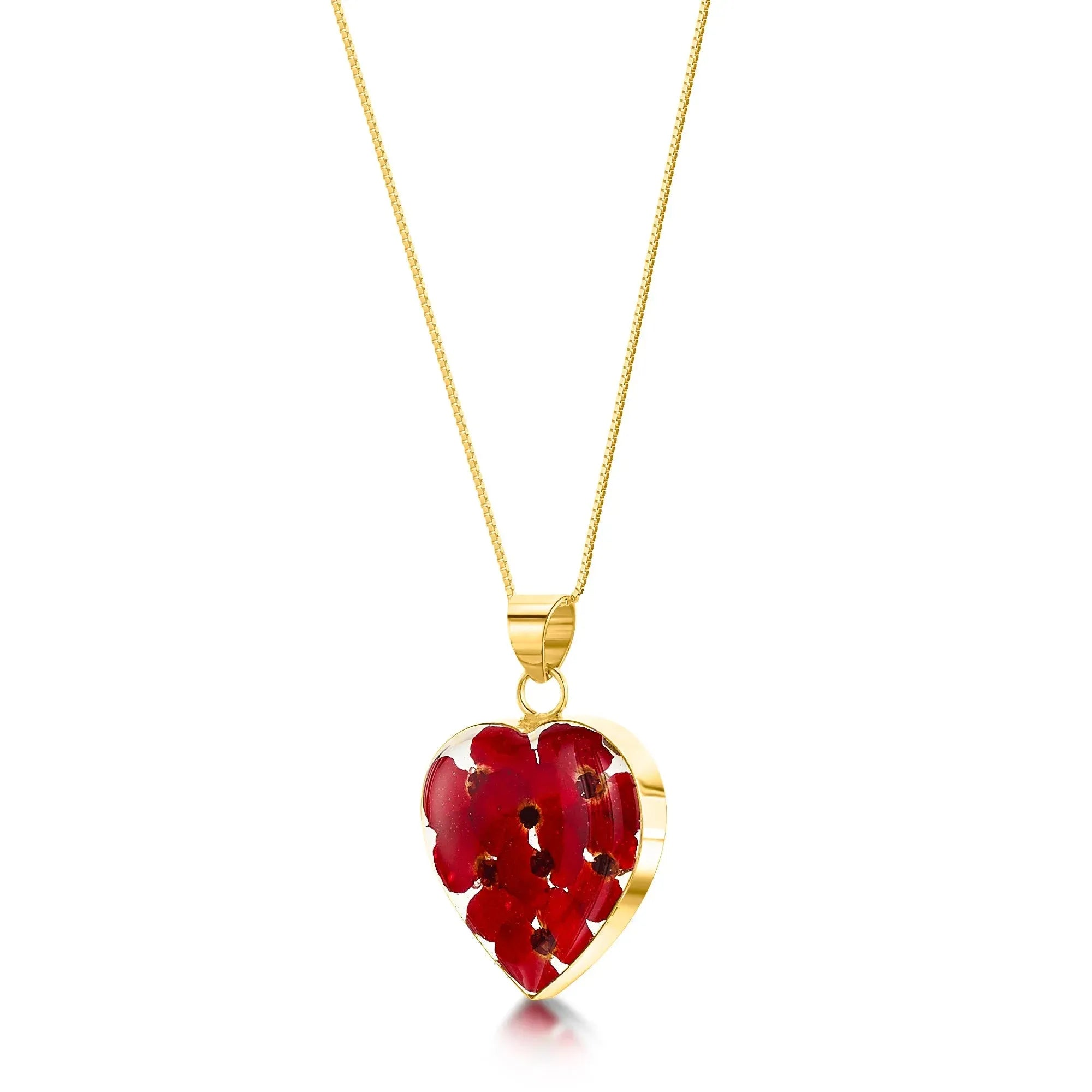 Collana con cuore di papavero di Shrieking Violet® pendente in argento sterling fatto a mano con fiori veri.